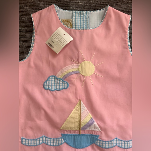 NWT Beaufort Bonnet company dress 6 kids pinafore sailboat sun cloud rainbow - Picture 2 of 5